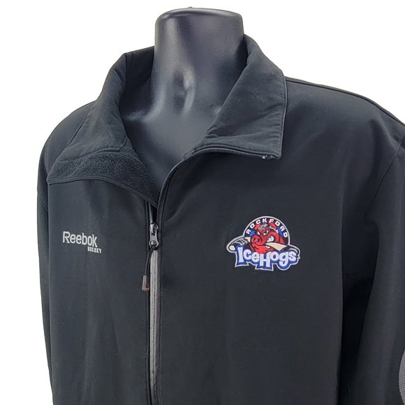 Rockford IceHogs Softshell Jacket Men’s XL Black Full Zip AHL Reebok Hockey - Picture 4 of 6